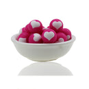 10pc/Lot  Valentines Day Silicone Beads Focal Heart Round Marking DIY Necklace Baby Pacifier Chain Beads For Making Jewelry