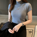 2023 New Casual Knitted Women Tops Women Clothing Blusas Summer Solid Slim Turtleneck Blouse Fashion Chic Korean Clothes 8622