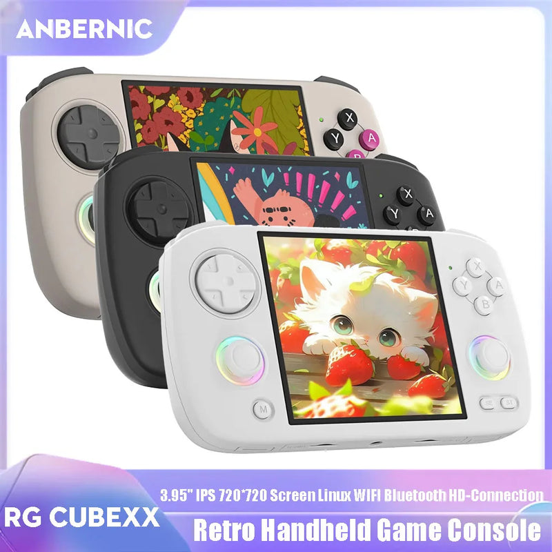 ANBERNIC RG CubeXX Handheld Game Console 3.95" IPS 720*720 Screen Linux WIFI Bluetooth HD-Connection Retro Video Gaming Console