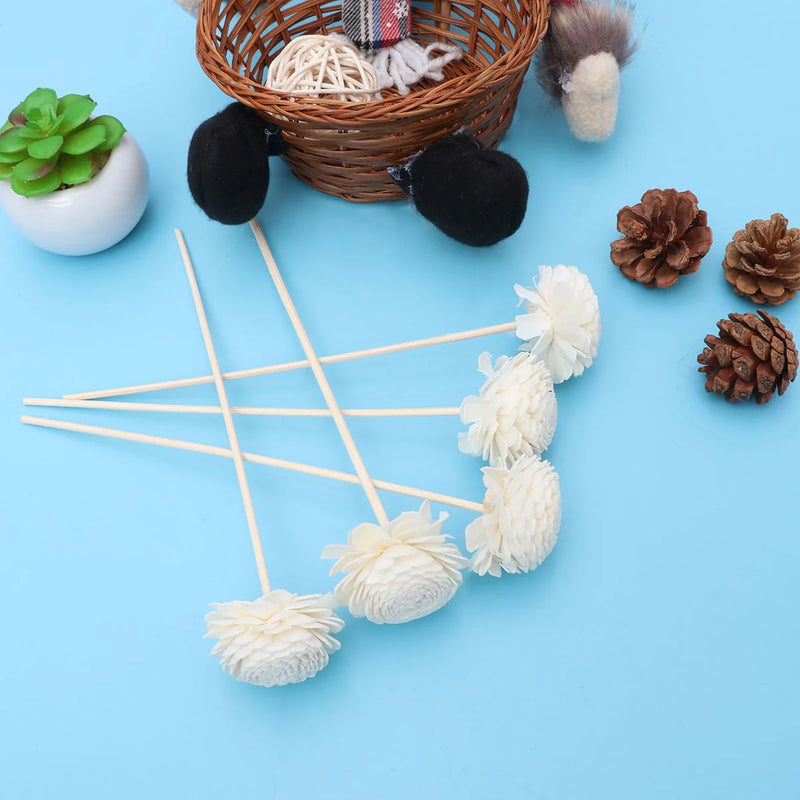 5 Pcs Rattan Sticks Straight Natural Fragrance Diffuser Aroma Oil Diffuser Rattan Sticks with Flower Shape Head Decor