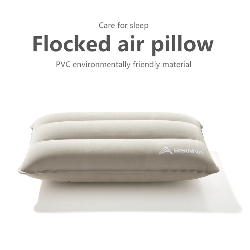 BISINNA Inflatable Pillow,Portable Camping Neck Pillow,Compressible Folding Flocking Air Cushion for Sleeping Travel Hiking