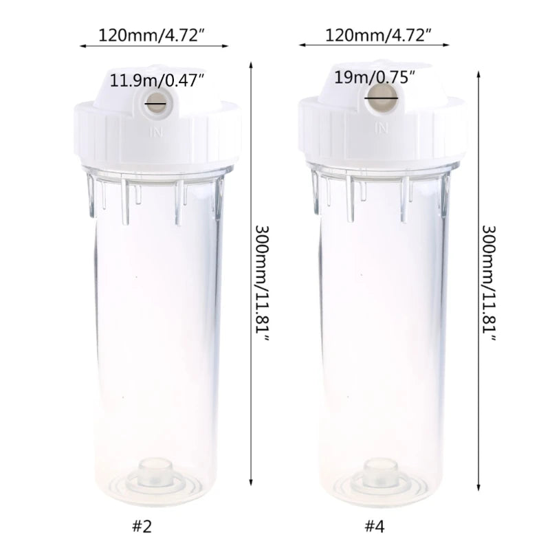 808F Transparent Water Purifier Filter Bottle 4/2 Point Interface Clear Filtration