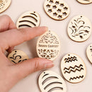 25/50Pcs Happy Easter Wooden Eggs DIY Craft Hanging Ornaments Hollowed Wood Chips Easter Party Decorations For Home Kids Gift