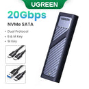 UGREEN M.2 NVMe/SATA SSD Enclosure 20Gbps USB-C 3.2 Gen2 External Enclosure Supports M and B&M Keys 2280 SSD Aluminum Shell