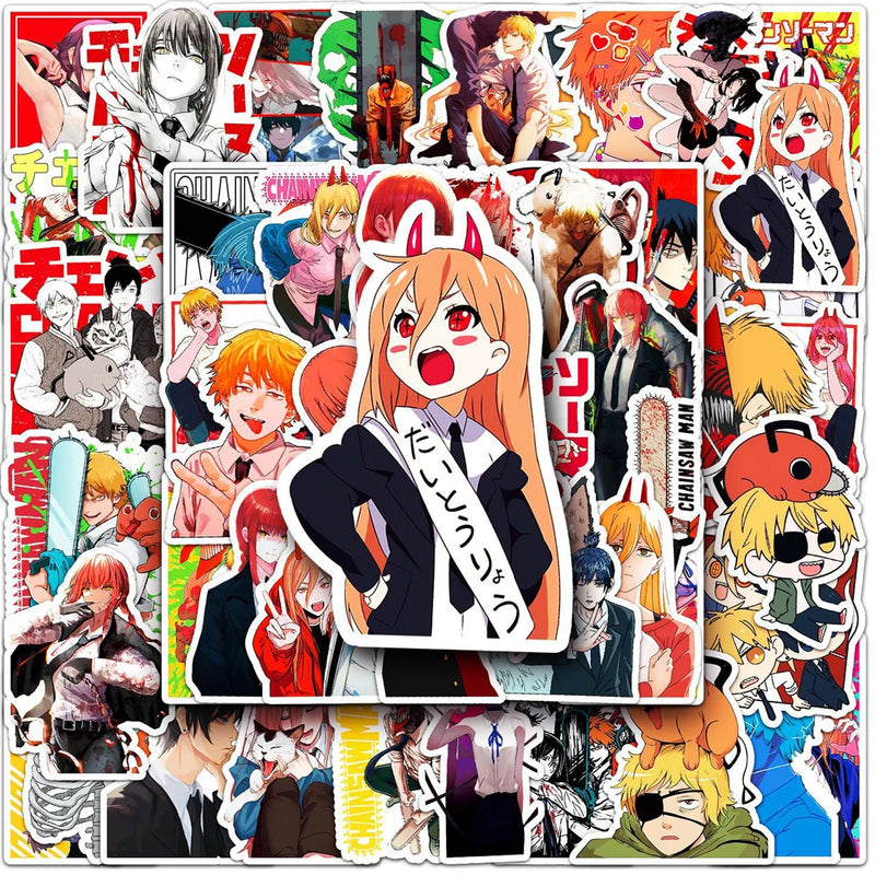 10/30/51pcs Cool Chainsaw Man Anime Stickers Cartoon Kids Sticker Toy DIY Phone Water Bottle Suitcase Graffiti Decals Decoration