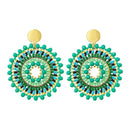 Rice bead earrings Green Sunflower Fashion Roundness Hand knitting Crystal Bohemia Alloy Geometry Simple Beaded earrings