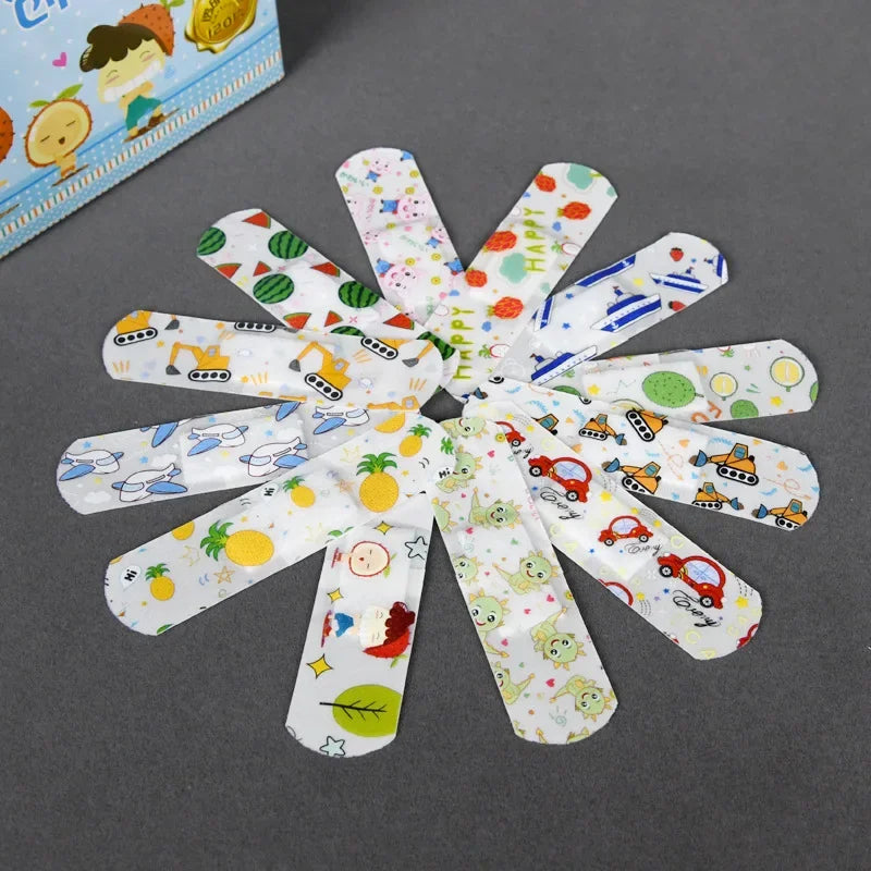 120pcs Cartoon Cute Band Aids Waterproof Breathable Children's Medical Transparent Wounds Hemostatic Bandages First Aid Kit