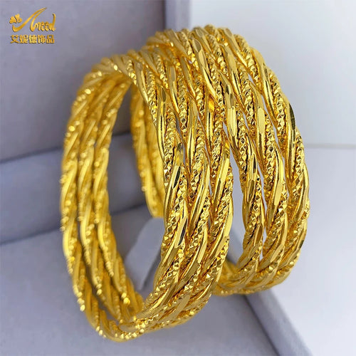 62mm Dubai 24K Gold Color Bangle For Women Luxury African Jewellery Bracelets Brazilian Indian Wedding Designer Bracelets Gifts