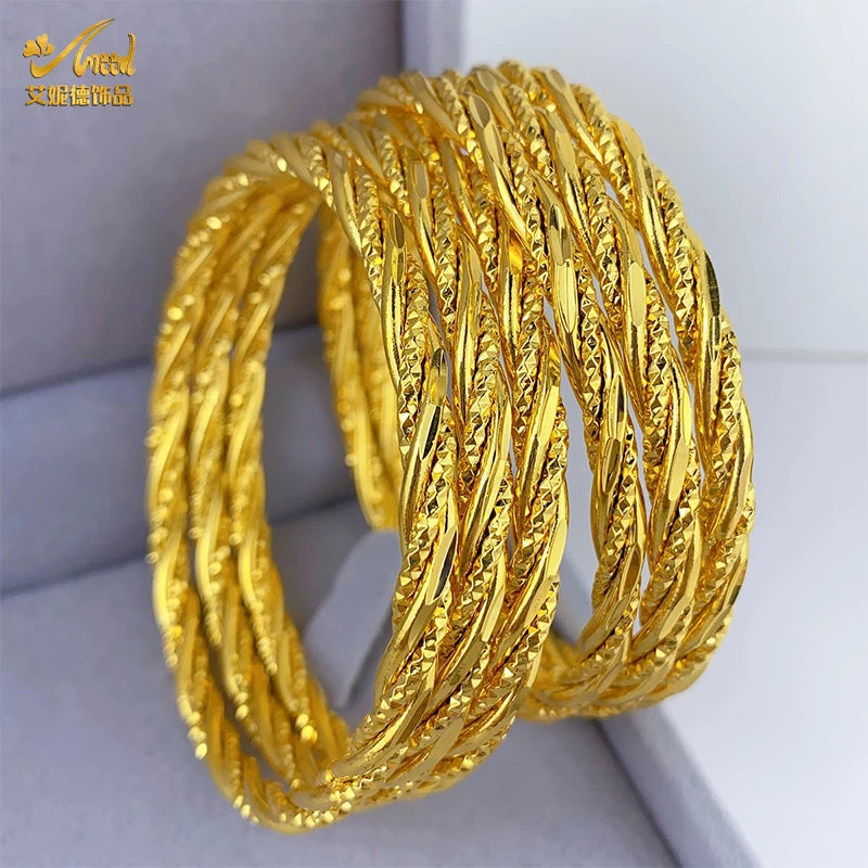 62mm Dubai 24K Gold Color Bangle For Women Luxury African Jewellery Bracelets Brazilian Indian Wedding Designer Bracelets Gifts