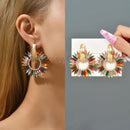 Colorful Series Shiny Rhinestone Big Stud Earrings For Women 2023 Trend Luxury Round Fashion Jewelry Girl Party Accessories Gift
