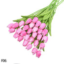 12pcs Artificial Tulip Latex Real Touch For DIY Bouquets Wedding Party Mother's Day Easter Spring Home Dining Decoration