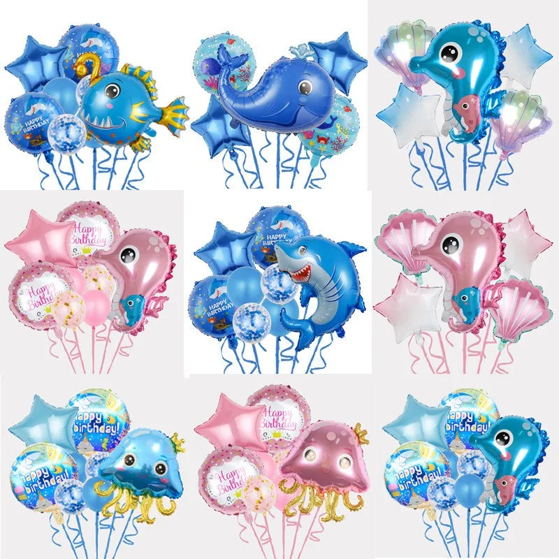 Disney large-size Q version Jellyfish Octopus Hippocampus Ocean Theme Party Decorated with Aluminum film balloon