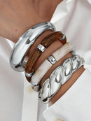 Vintage Minimalist Resin Acrylic Bracelet Bangle Set 4Pcs Stackable Women Daily Holiday Gift New Arrival 4PCS