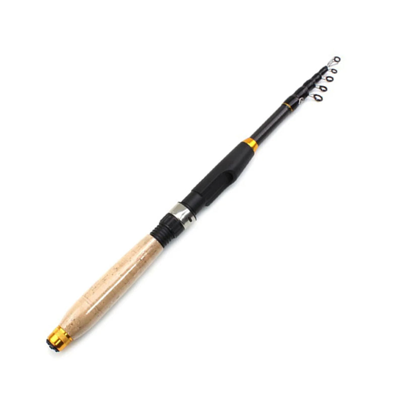 Telescopic Fishing Rod Carbon Fiber Fishing Pole Cork Handle Small Short Sea Pole for Seawater Freshwater Bass Trout Fishing