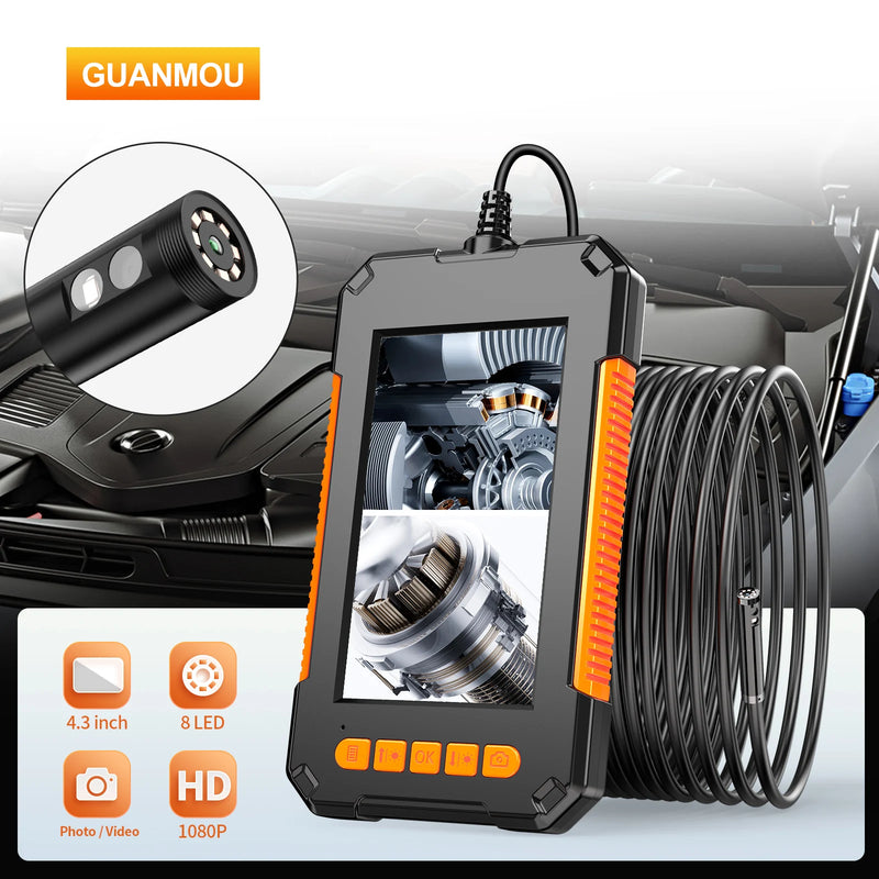 4.3 Inch IPS Screen Industrial Endoscope Camera HD1080P Single & Dual Lens Pipe Inspection Borescope for Checking Car Sewer