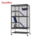 SucceBuy 64.6"Rolling Metal Ferret Cage Large4-Tier Critter Nation Cage Small Animal Cage for Pet Rat Hamster Guinea Chinchilla