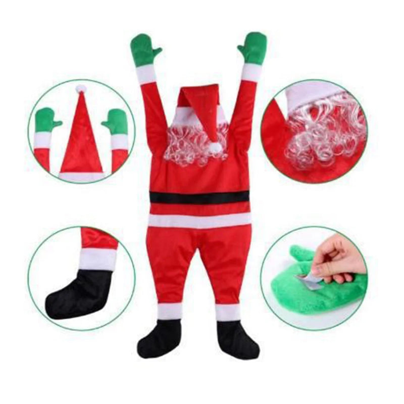 1.7M Velvet Santa Claus Wall Climbing Christmas Santa Claus Climbing Wall Door Xmas Hanging Window Decor Hanger Outdoor Decor