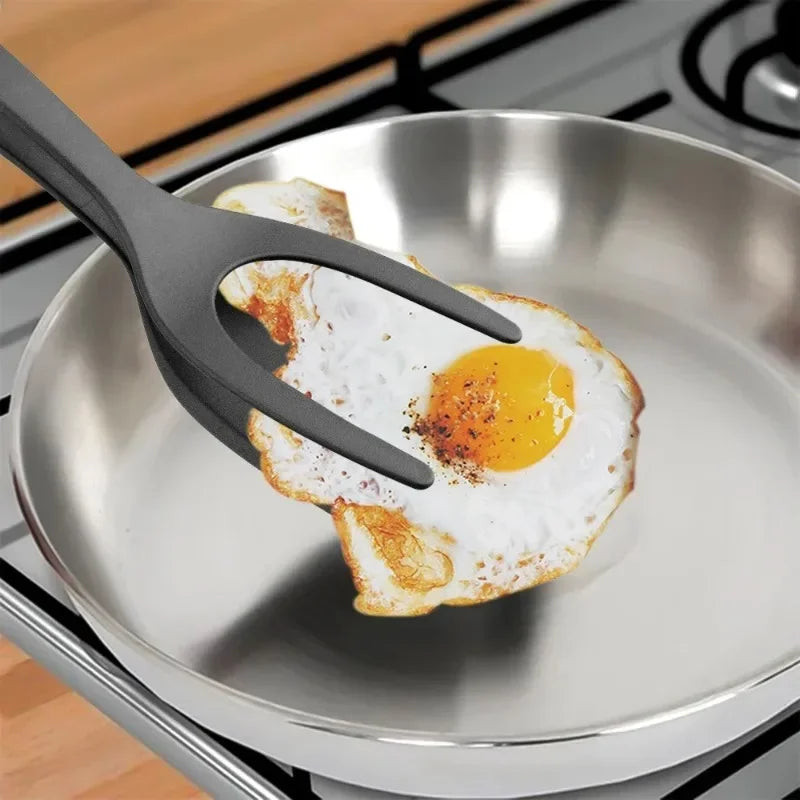 2 in 1 Nylon Grip Flip Tongs Egg Spatula Tongs Steak Spatula Tongs Clamp Pancake Fried Turners Kitchen Accessories Kitchen Items