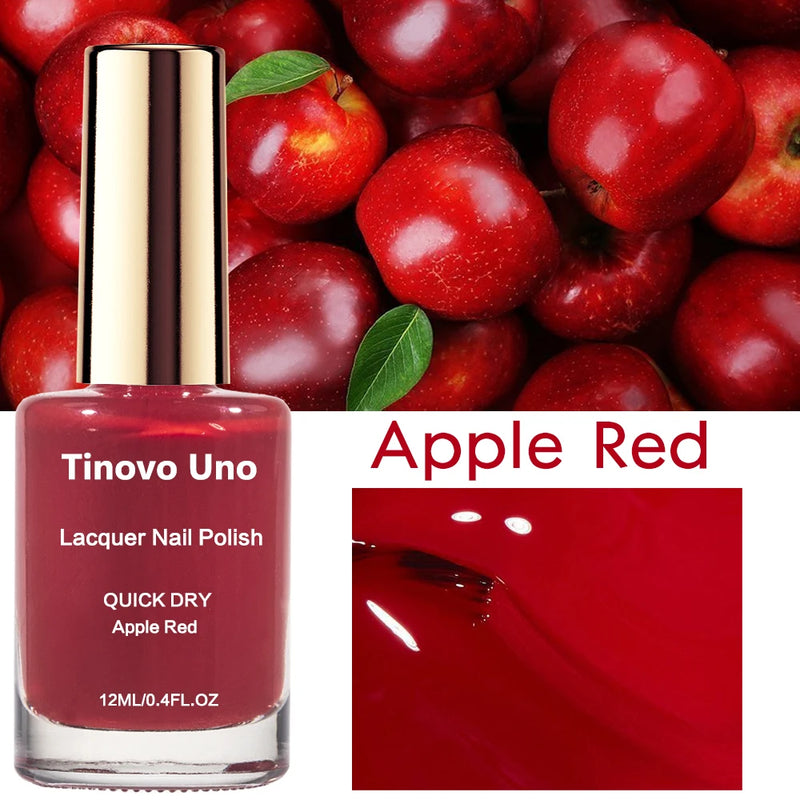 Tinovo Uno Apple Red Nail Polish Super Shine Normal Nail Strengthener Hardener Fast Drying Manicure Repair Thin Damaged Nails