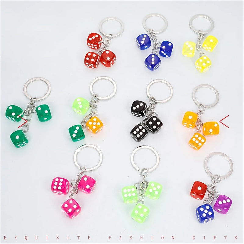 Creative Colourful Dice Keychain Fashion 3D Resin Dice Handbag Pendant For Women Men Car Key Holder Key Accessories Funy Gifts