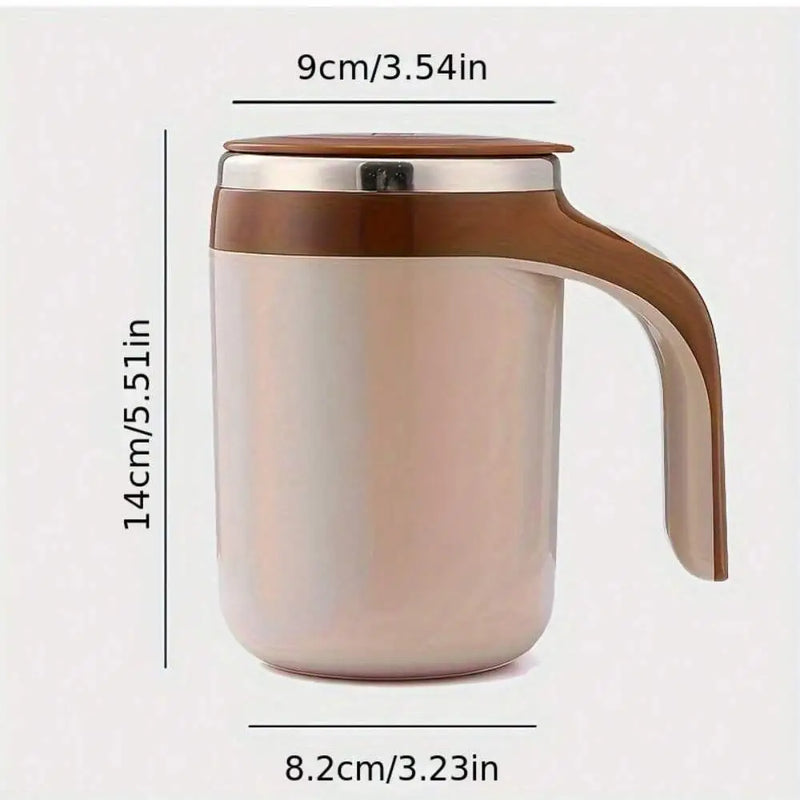 Portable Stainless Steel Brewing Coffee Mug, Reusable Rotating Electric Mixing Cup, Automatic Magnetic Stirring