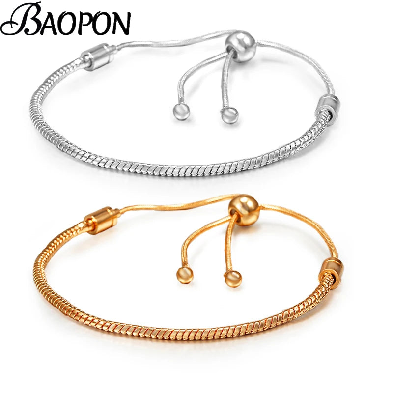 BAOPON New Arrival Silver Color Stainless Steel Mesh Bracelets With Charm Bracelets Bangles For Women Lover DIY Christmas Gift