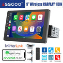 ESSGOO 9" Single DIN Wireless CarPlay Android Auto Car Stereo Player Radio IPS Screen FM BT Handsfree USB AUX TF SWC Mirror Link