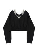Woman Sweatshirt Hoodies Fashion Female Chic Loose Casual Streetwear Patchwork Ins Street Y2K Fake Two Pieces Hoodies Crop Top