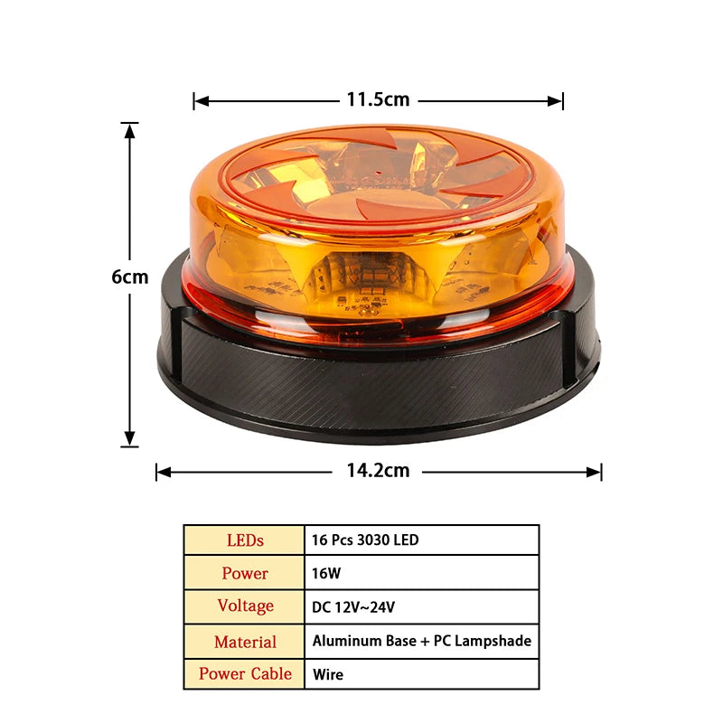 Emergency Strobe Light Set Vehicles Amber Warning Beacon Rotating Light Flashing Police Multipurpose Led Tractor Accessories