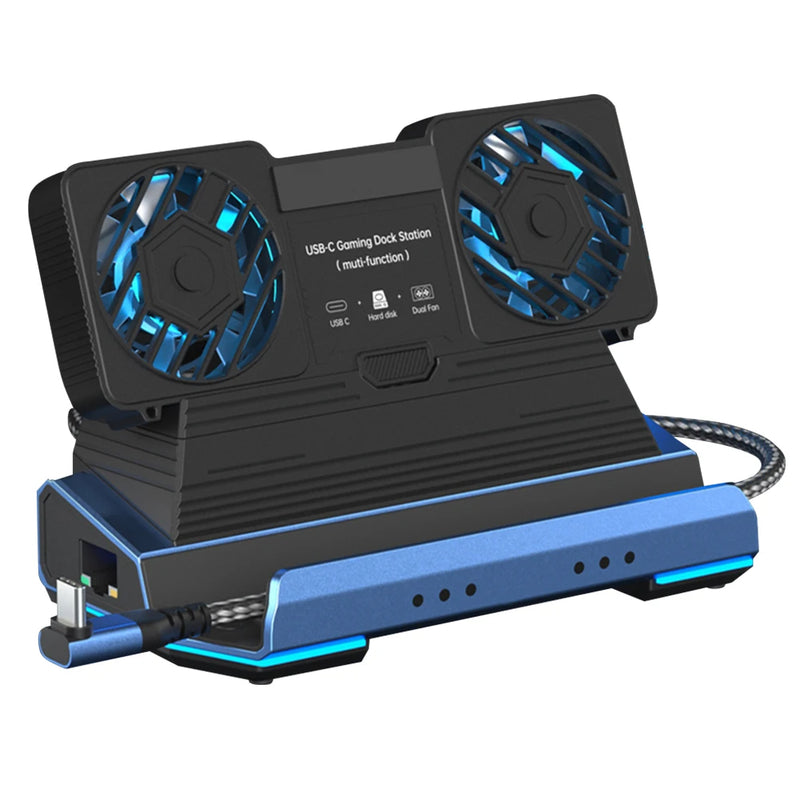Docking Station Dual Cooling Fan 4K@60Hz 4 USB Ports PD100W Gigabit Ethernet for Steam Deck & Lenovo Legion GO