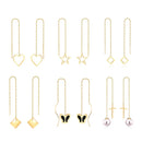 LUXUSTEEL Simple Tassel Linear Chain Long Drop Earrings Women Geometric Star Heart Hanging Ear Line Japan Korean Jewelry 2023