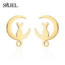 Lovely Moon Cat Earrings for Women Kids Multiple Mini Stainless Steel Stud Earring Animal Kitten Jewelry Girls boucle d'oreille