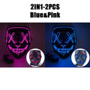 Halloween Horror-Masken LED Gesichtsleuchtmaske Gruselige Scream Leuchtmaske für Karneval Halloween Kostüme für Männer Leuchtet im Dunkeln