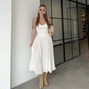 Dropshipping Pink Summer Dress 2024 New Arrivals Spaghetti Strap Elegant Midi Dress Fit and Flare Dress Sexy Women's Clothing