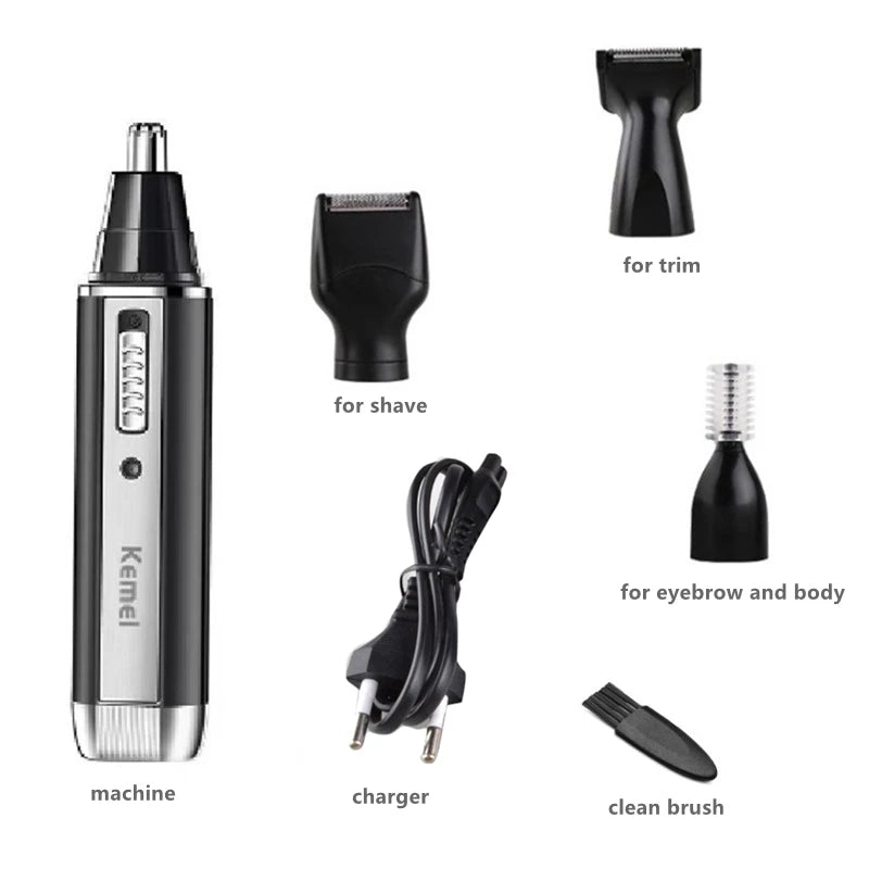 Kemei All In One Nose Hair Trimmer For Men&Women Electric Rechargeable Trimmer For Ear,Beard,Eyebrow,Facial,Trimer Grooming Kit