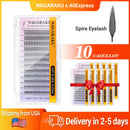 NAGARAKU Ship from America 10 cases Premade Spire Eyelash Plume Fluttering Eyelash Extensions Anime Effect Soft Comic