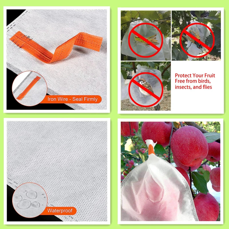 100/50Pcs Garden Fruit Protection Bags Non-woven Fabric Grape Protection Bags Anti-bird Insect Barrier Pouch for Apple Vegetable