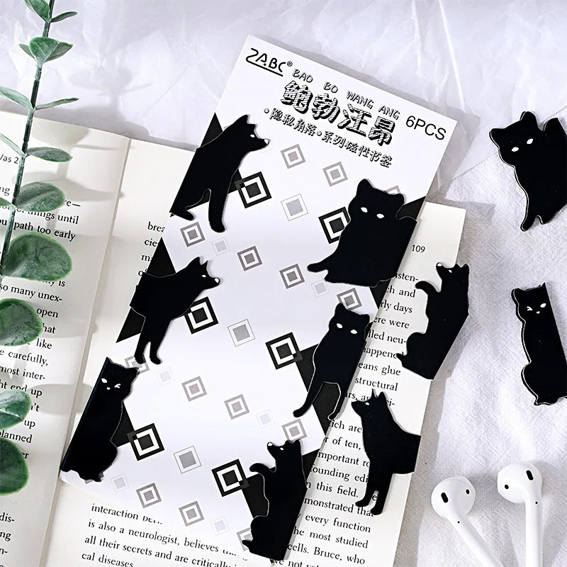 6 Pack Kitten Panda Rabbit Creative Art Supplies Bookmark Holder Student Bookmark Magnetic Material Office Stationery Supplies