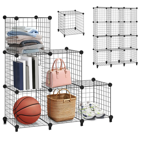 6/12 Cube Storage Shelves,Multifunctional DIY Wire Fence Wardrobe Combination Unit for Office/Livingroom/Kitchen/Bedroom/Study