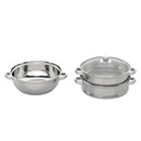 3 Tiers Stainless Steel Steamer 28cm Overlapping Steaming Pot Cookware Kitchen Soup Steamer Cooker Set Silver with Glass Lid