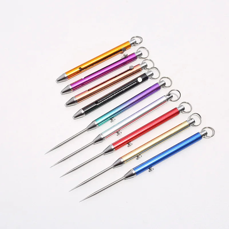 Multifunctional Titanium Alloy EDC Telescopic Toothpick Keychain Pendant Gift Fruit Fork Camping Toothpick Holder Unpacking Tool