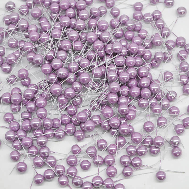 50pcs Mini Pearl Plastic Stamens Artificial Flowers Fruit Stamens Cherry for Wedding Christmas DIY Gift Box Wreaths Decoration