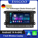 2 Din Car Radio Android14 Car Multimedia Player GPS WiFi Carplay For Volkswagen Skoda Octavia golf 5 6 touran passat polo Jetta