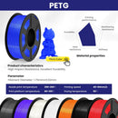 JAYO petg 3d printer filaments PETG 5Rolls 1.75mm Mixed Color Bubble Free FDM 3D Printer Material for 3d pen refill 1.1kg/1rolls