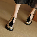 Women's Shoes 2025 New Summer Trend Comfortable Low-heeled Shoes Baotou Casual One-line Buckle Fashion Roman Sandales Femmes