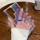 Glitzer Laser Farbverlauf Buntes Liebesherz Handyhülle für Samsung S24 S23 Ultra S22 Plus A52 A53 A54 A34 Weiche Klare Hülle