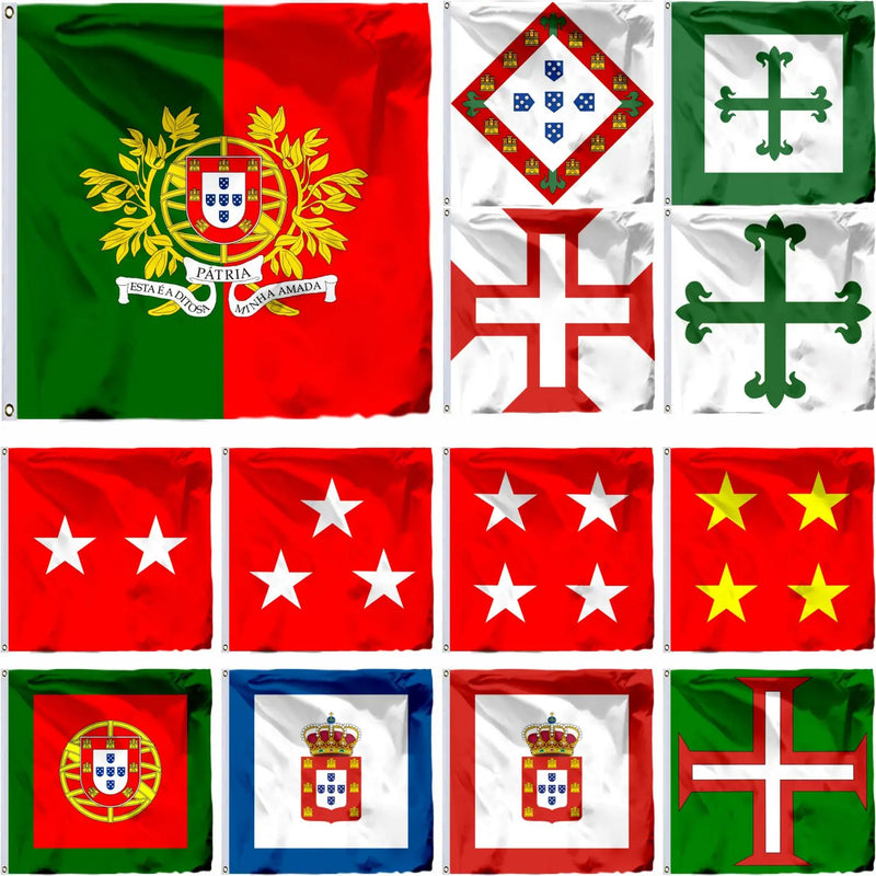 Portugal Military Flag POR General Army 4x4FT 120x120cm 100D Polyester Double Stitched High Quality Naval Jack Banner Ordem Avis