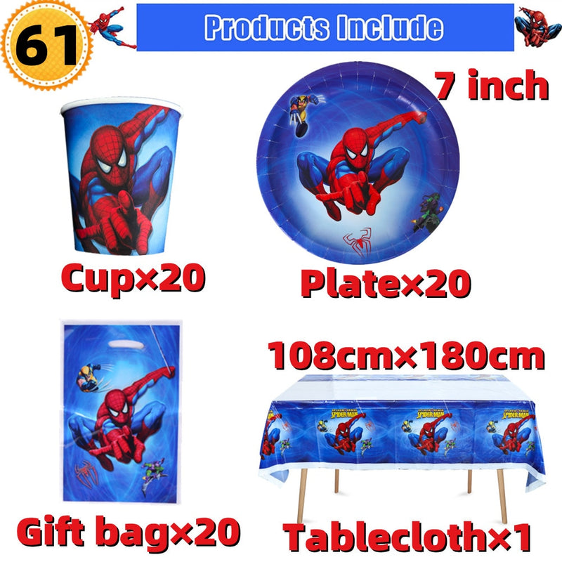 10/20 people Spiderman Theme Birthday Party Decorations Set Paper Cup 7inch Plate Superhero Baby Shower Kids Boys Party Supplies