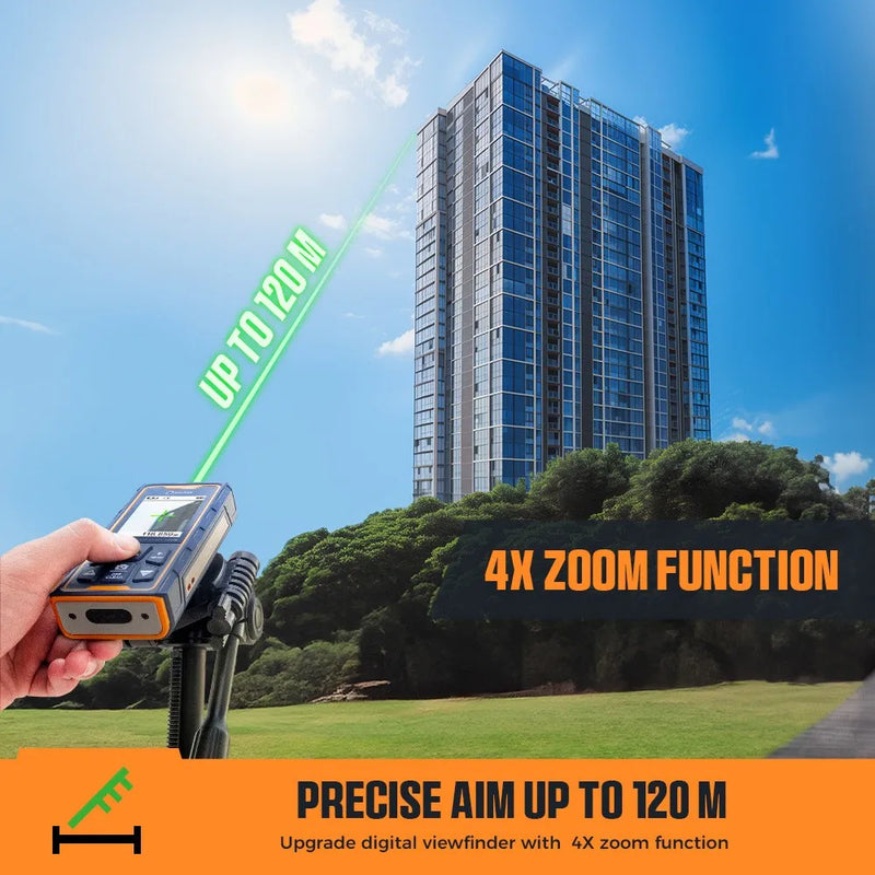 CIGMAN CD-120G Laser Measurement Tool 4X Camera P2P Technology IP68 2.4inch IPS Display Humanized UI Digital Point Finder