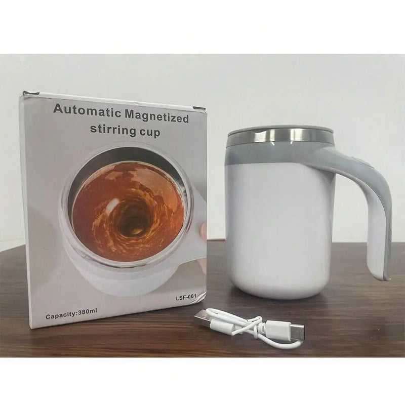 Portable Stainless Steel Brewing Coffee Mug, Reusable Rotating Electric Mixing Cup, Automatic Magnetic Stirring